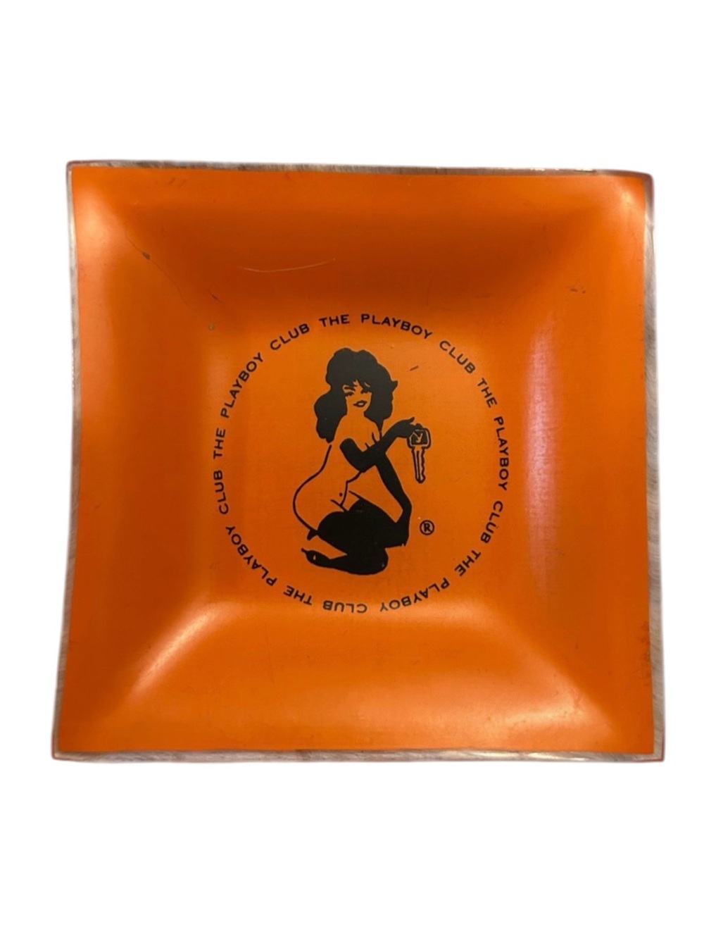 Vintage Playboy Club Orange Ashtray Accessory Key Girl Mid Century Barware